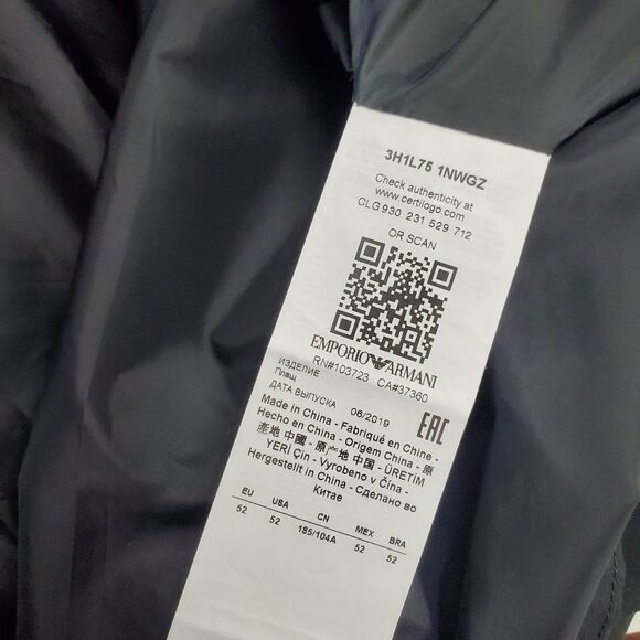 EMPORIO ARMANI Over Jacket Matrix Full Zip Up Out Pockets Lined Long Sleeve Mens - Picture 9 of 10